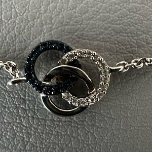 SurgeLinks of London Silver &  Diamond Pave Interlocked Circles  Chain Bracelet